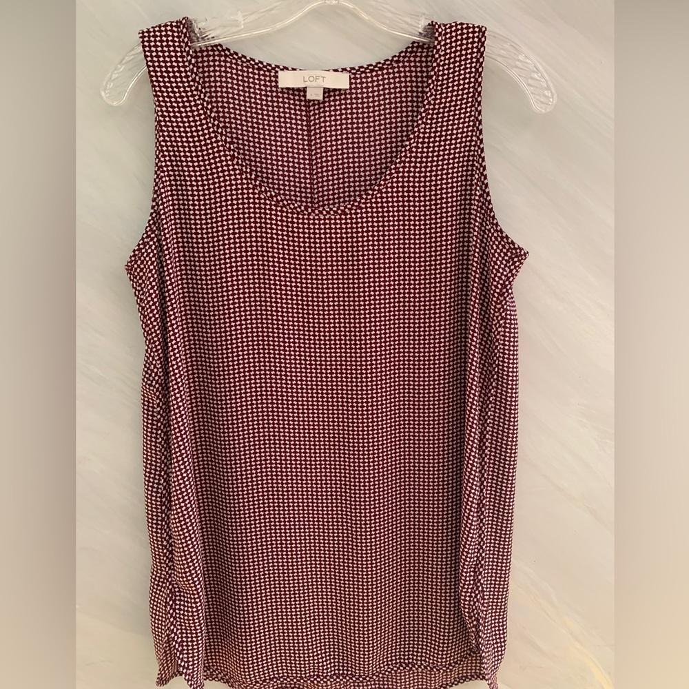 Ann Taylor Loft Tank Top Sleeveless Red and White Check Size Small